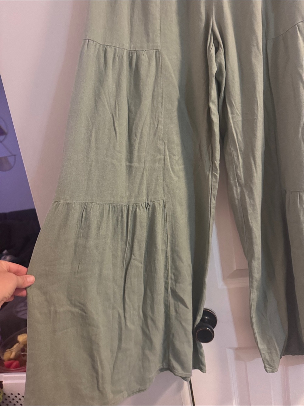 Light Sage Green Tiered Drawstring Pants - Picture 5 of 7